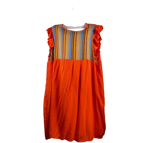 NWT Anna-Kaci Sz M Peasant Midi Ruffle Cotton Boho Beach Summer Bright - Picture 1 of 9